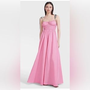 *Wedding*STAUD Petal Sleeveless Bow pink guest bridesmaid full length maxi dress